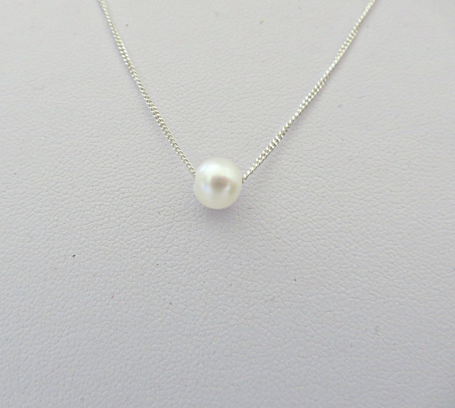 Single pearl necklace Freshwater pearl necklace 7mm floating