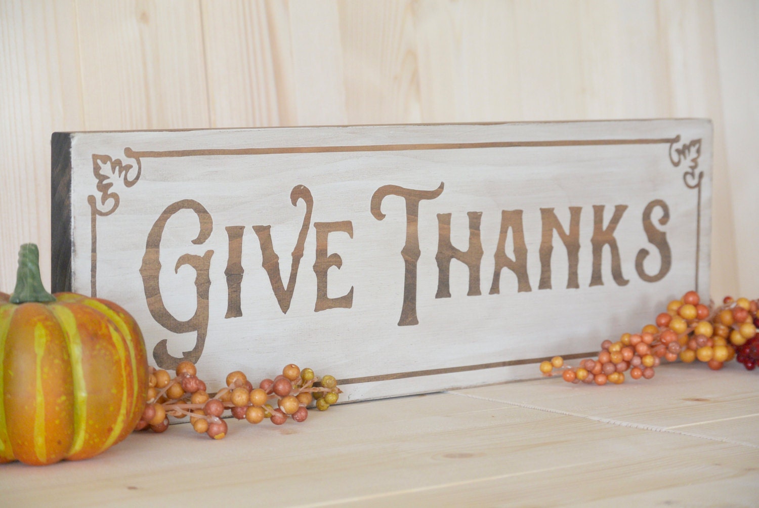 SALE Give Thanks Fall Decor Fall Decorations Thankful Sign
