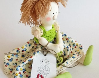 Interior Handmade Soft Doll Anny-Funny with aromatic herbs inside / Author Doll / Good Gift / New Trends / Fabric doll / Lavender Sachet