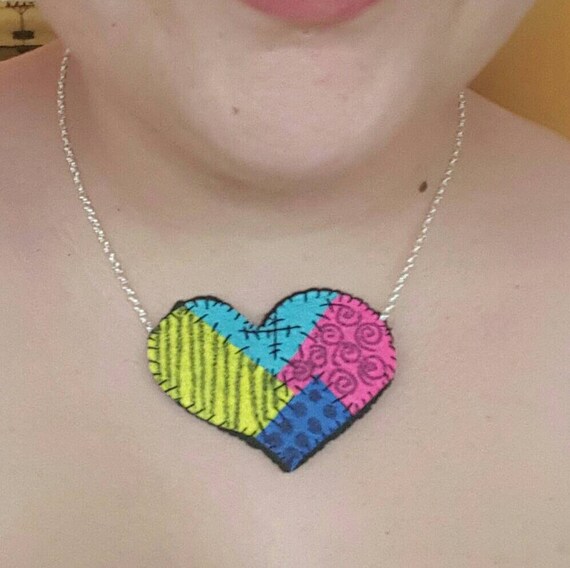 Sally Nightmare Before Christmas Heart Necklace Felt