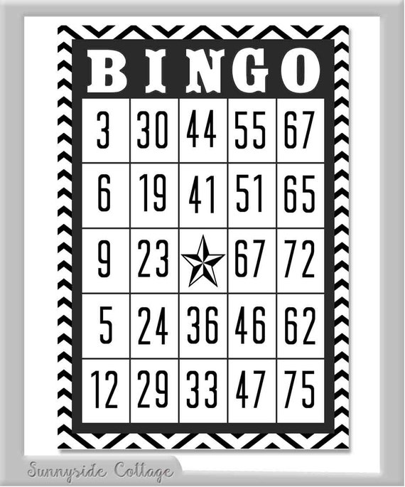 Bingo game in a black and white chevron by SunnysideCottageArt