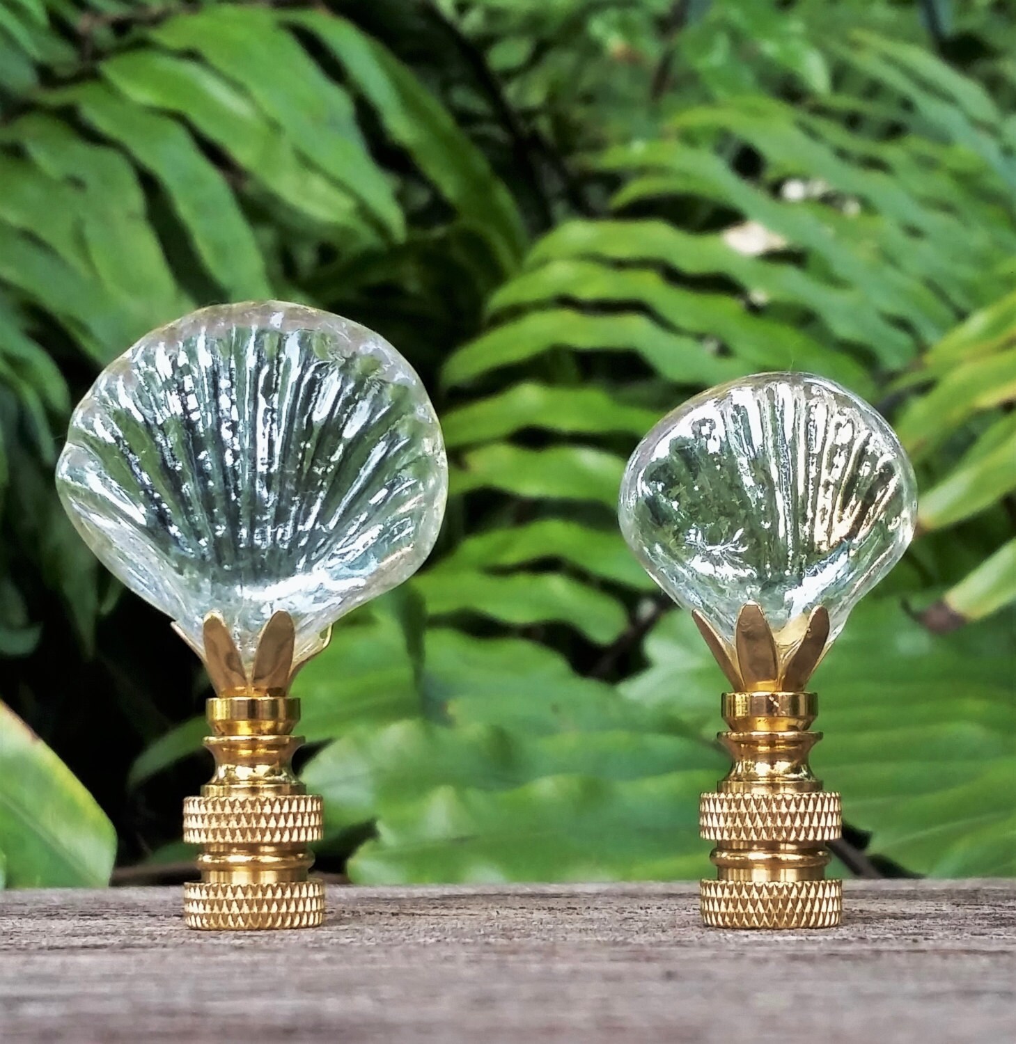 Seashell Lamp Finial Clear Glass Brass Finial Lampshade