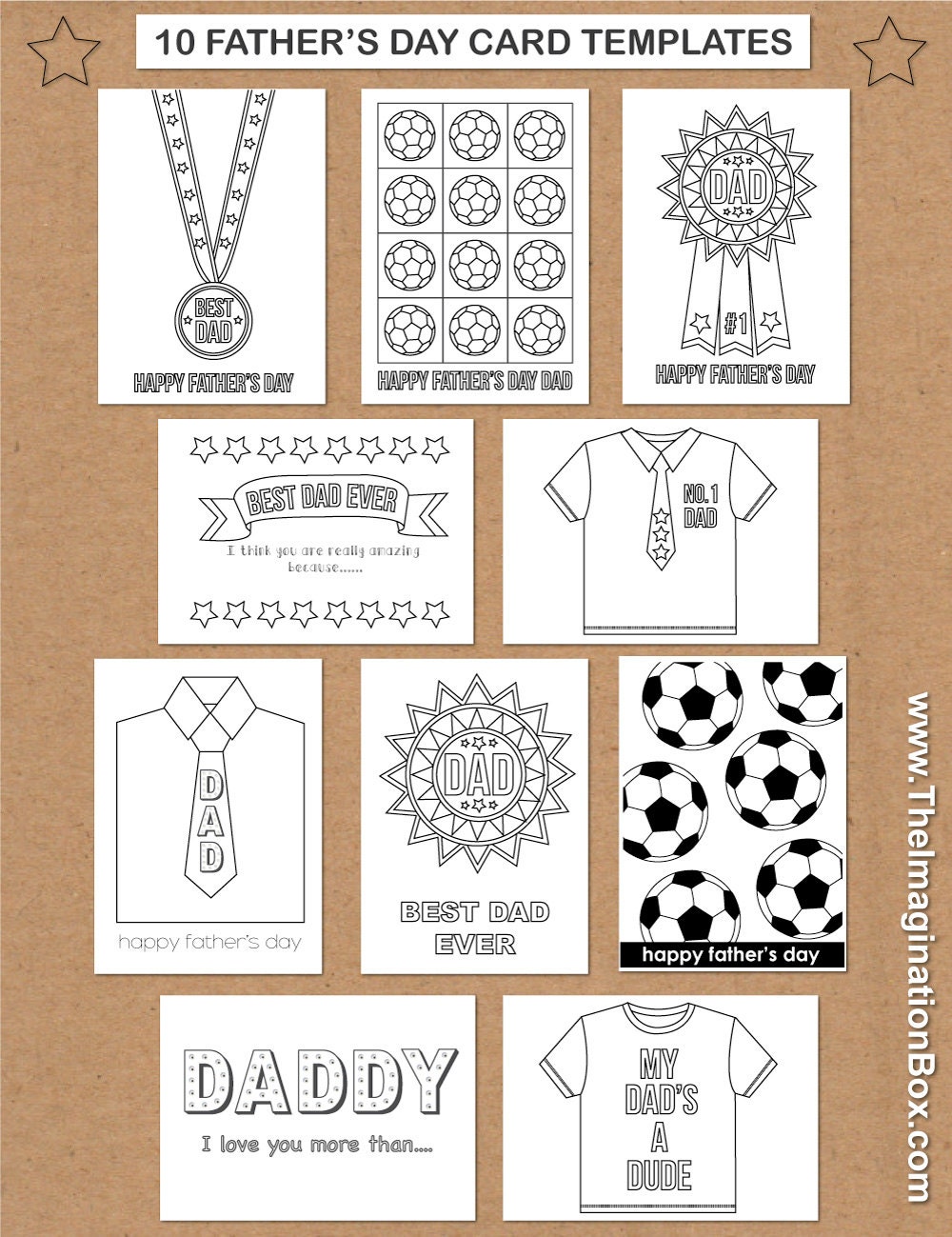 10 Father's Day Card Templates for kids to print and