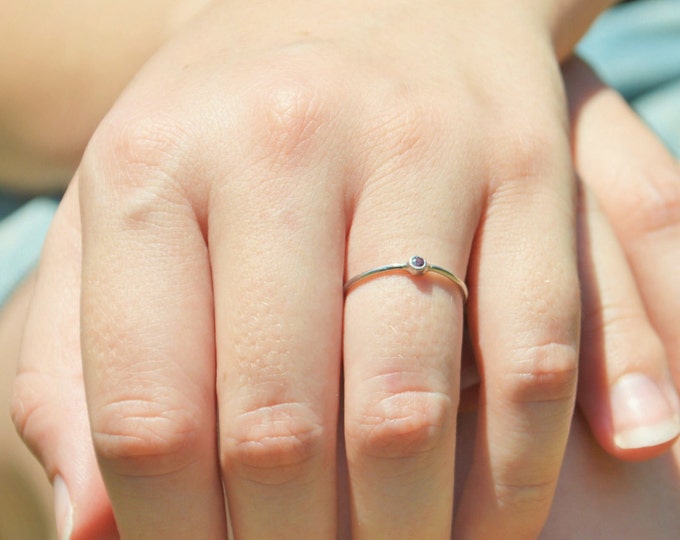 Alexandrite Ring, White Gold Ring, June Ring, Stacking Ring, Mother's Ring, Dainty Ring, Tiny Alexandrite, June Birthstone, Solid Gold Ring