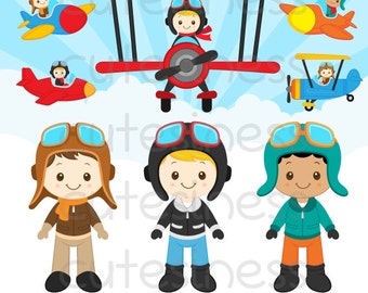 Pilot Clipart, Little pilot Clipart, Airplane Clipart, Aviator Clipart