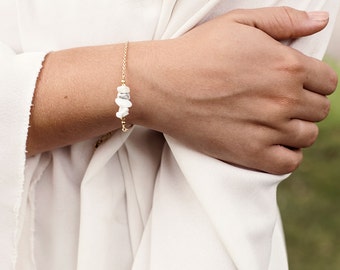 White howlite bracelet - Buffalo turquoise bracelet - Howlite chip bar bracelet - Marble & copper bracelet - Gold/Silver/Rose Gold Bracelet