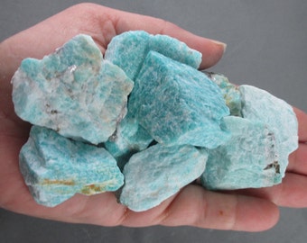 3 Raw Amazonite Crystal - Healing Crystals and Stones, Raw Crystals, Calming Stones, Reiki Healing, Heart Chakra, Positive Energy (T096)