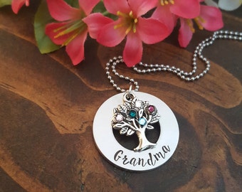 Grandmothers Birthstone Necklace | Family Tree Birthstone Necklace For Grandma | Grandmother Necklace | Gift For Grandma