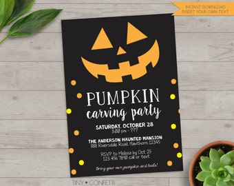 pumpkin carving party invitation, pumpkin carving invitation, halloween party invitations, halloween invitation, adult halloween invite
