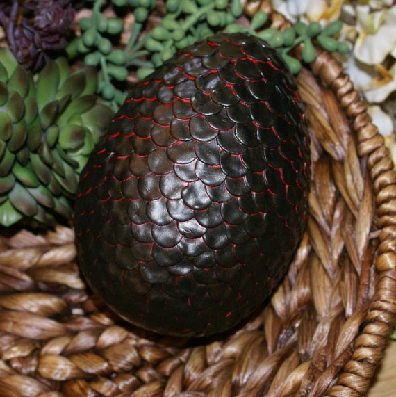 Large Black and Red Dragon Egg by SheGathersColor on Etsy