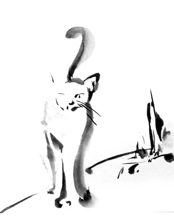  Cat  Minimalist  Print Cat  Painting Art  Print by CanotStopPrints