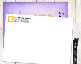 Address Label Printable, FRIENDS TV Show Invitation, FRIENDS Shower, Friends Birthday Party Invitation, Friends Yellow Frame Address Label