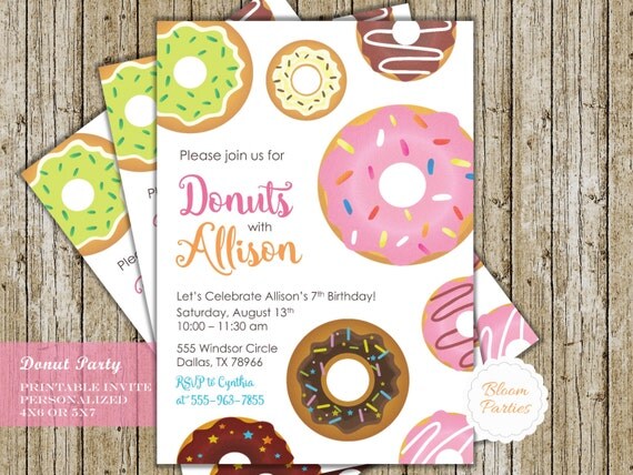 Items similar to Donut Invitation Donut Birthday Party Invitation Donut ...