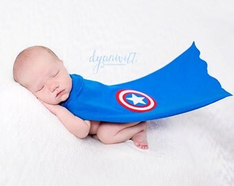 New born Captain America cape, Photo shoot cape, infant superhero cape, photo shoot prop, Baby Superhero cape, Infant Halloween costume