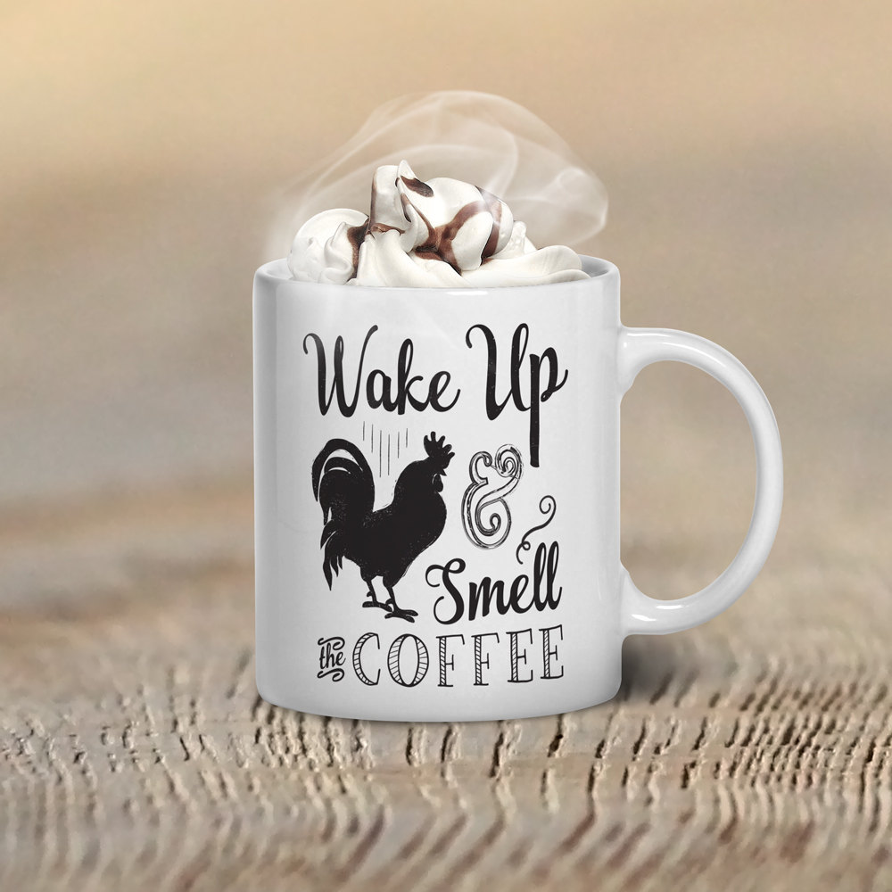 Rooster Mug Coffee Mug Wake Up and Smell the Coffee Chicken