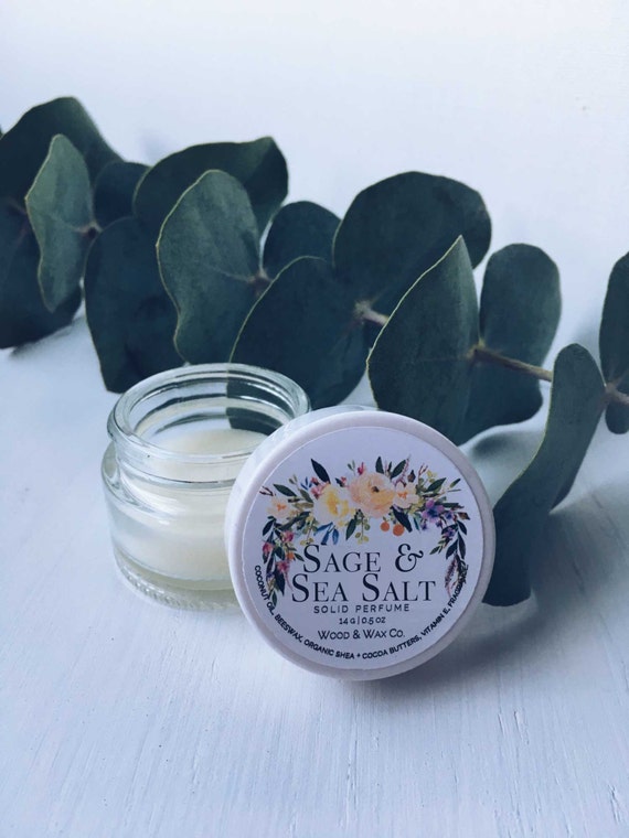 SAGE & SEA SALT Solid Perfume Natural Perfume by WoodAndWaxCo