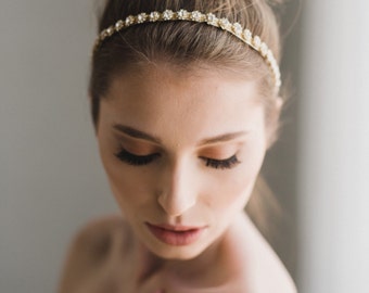 Gold Bridal Headband | Gold Crystal Headband | Gold Wedding Hair Accessories | Delphine Headband - Gold