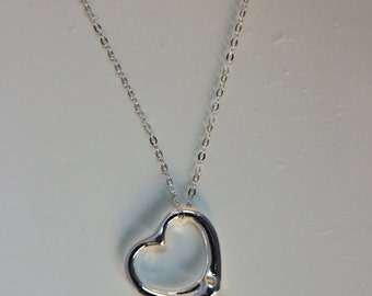 Sterling Silver Open Heart Necklace, Valentine Day Jewelry, Heart Necklace, Heart Jewelry, Silver Heart Necklace, Love