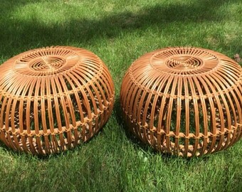 Vintage Franco Albini Style Side Table Pouf Ottoman / PAIR / PICK UP only