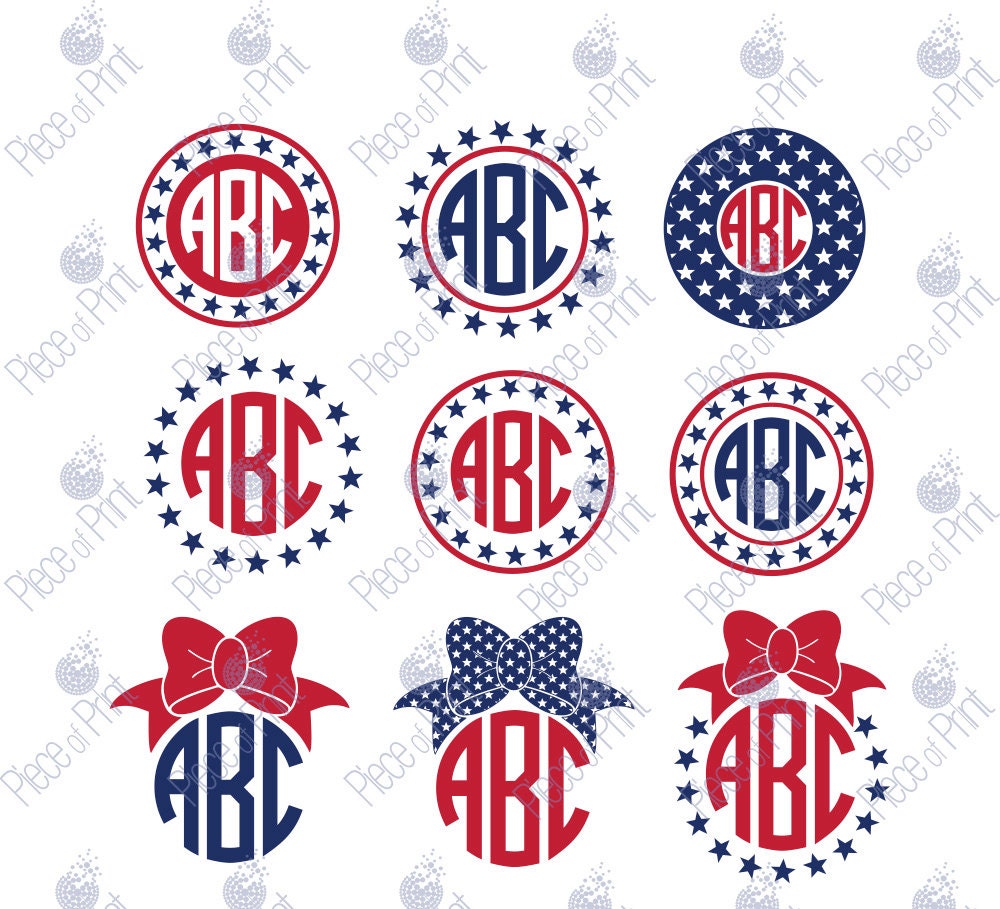 Download 4th of July Monogram Frame svg cut files USA svg by pieceofprint