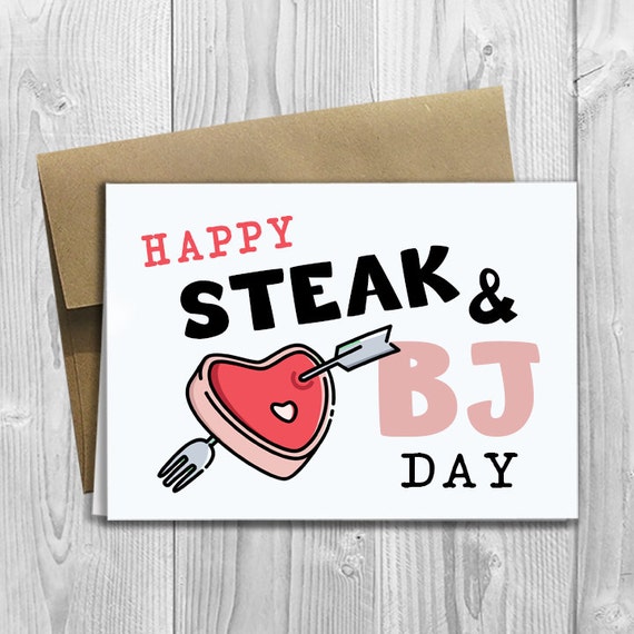 PRINTED Happy Steak & BJ Day 5x7 Greeting Card