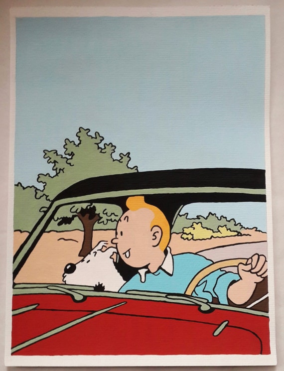 Tintin and Milou Snowy Painting Tintin Comic Painting 8x11