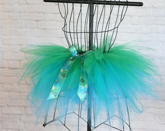 Peacock Tutu - Girls Peacock Costume - Green & Blue Tulle Skirt - Green Tutu Skirt - Blue Tutu Skirt - Peacock Flower Girl Tutu