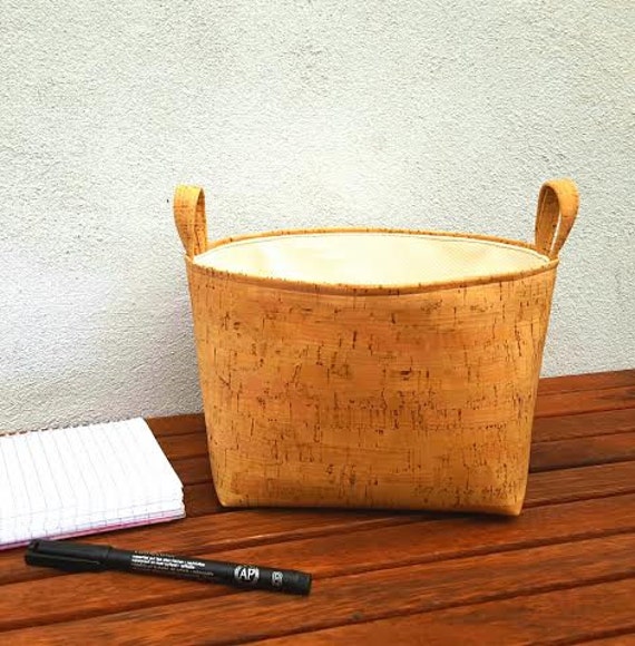 CORK LEATHER STORAGE Retro Basket Fabric Rustic Style