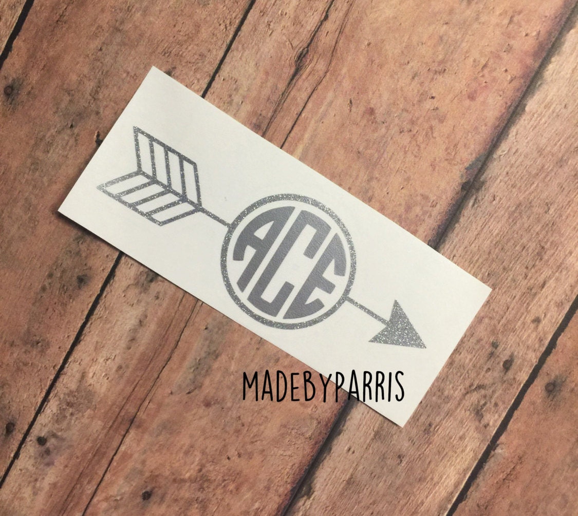 Arrow Monogram Vinyl Decal Monogram Decal Arrow by MadeByParris