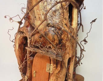 Fairy House with Furniture, Fairy Garden House, Fairy Cottage, Wood Fairy House, Hand Carved Fairy House, Fairy doll house, Reclaimed Wood