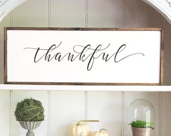Thankful Sign, Fall Decoration, Autumn Decor, Thanksgiving Decor, Rustic Thankful Sign, Thankful Wood Sign, Thanksgiving Sign, Dining room