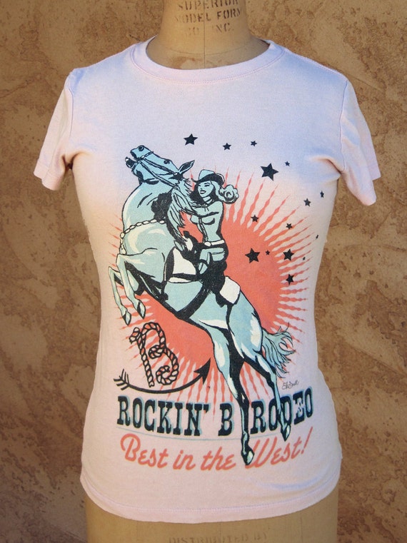 Rockin' B Rodeo Vintage Cowgirl Tee Shirt by RockinB on Etsy