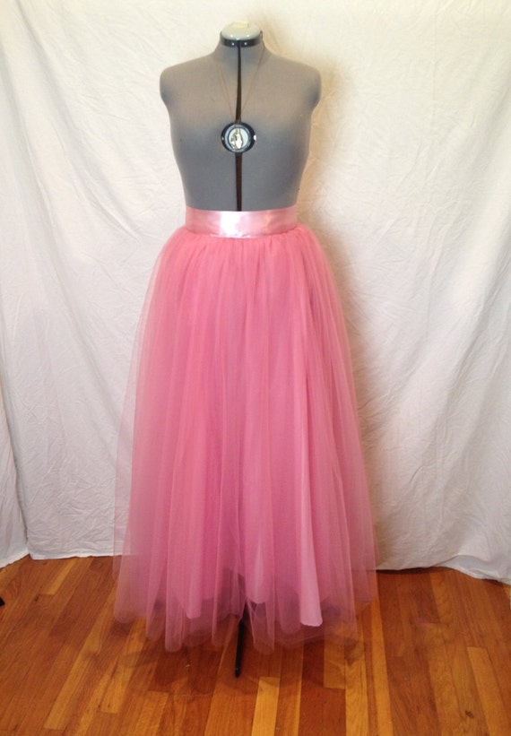 Dusty Rose Pink Skirt Maxi Tulle Floor Length by darkponydesigns