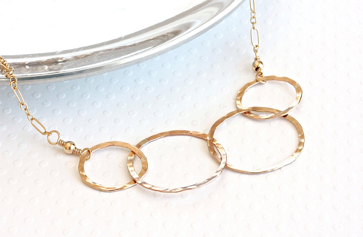 4 Interlocking Circle Necklace Gold Chain Necklace Gold