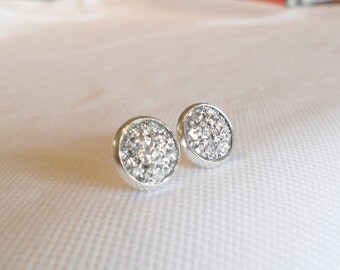 Druzy Earrrings, Druzy Stud Earrings, Faux Druzy Earrings, Silver Studs, Drusy Earrings, Silver Druzy Studs, Druzy Jewelry, Silver Druzy