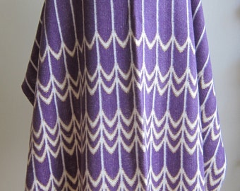 Vintage Fabric Knit Remnant E. Perrot Tissus Paris Label Purple White Gold for Sewing Crafting - Two Raw Edges Made In France Paris Lyon