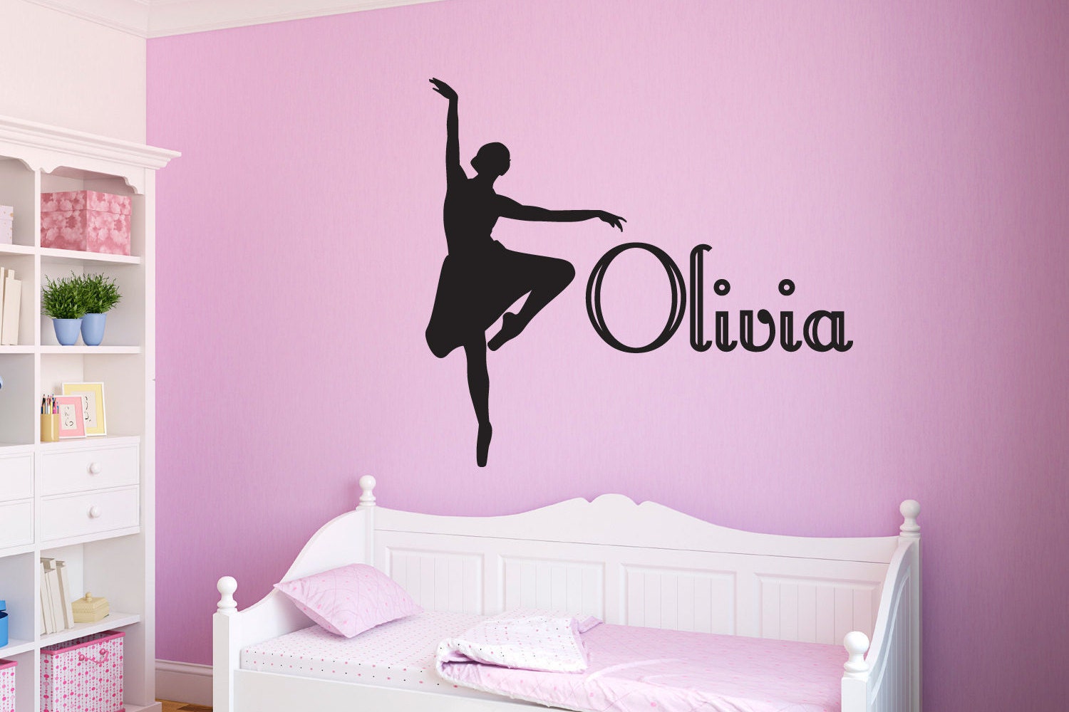 Ballerina Vinyl Wall Decal Personalized Girls Name Ballet