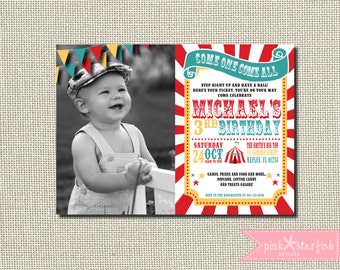 Circus Birthday Invitation, Carnival Birthday Party, Big Top, Tickets, Circus Birthday Party, Girls Boys Birthday Party, Circus, Sunburst