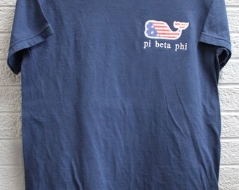 Navy Comfort Color Shirt with American Flag Whale and Sorority Embroidered