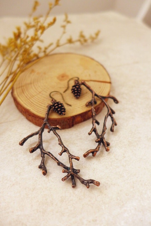 Twig Earrings Twig Jewelry Tree Branch Earrings by ChusCraft