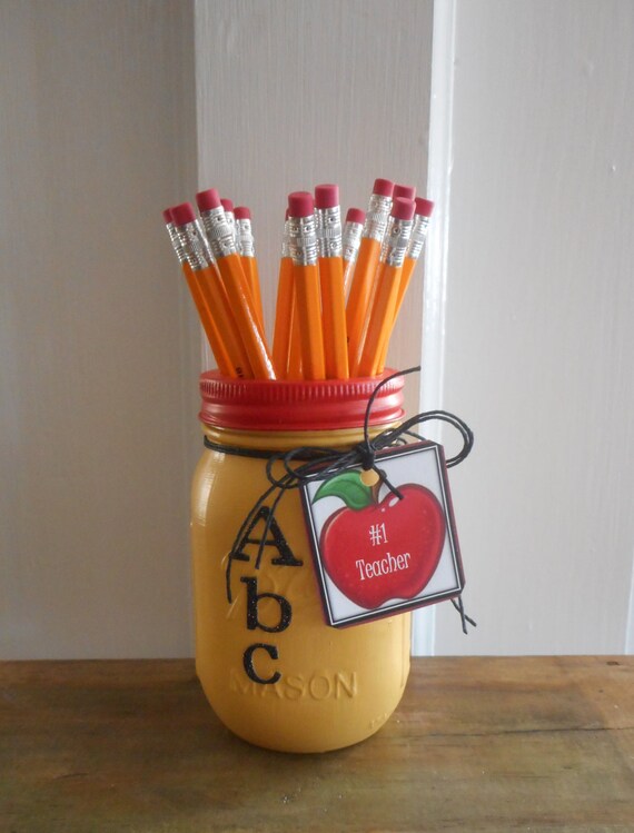 Teacher Mason Jar Teacher's Gift Painted Mason Jar