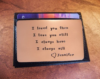 Love Reminder Card, Rustic Copper, Birthday Gift, Wallet Insert Card, Cool Boyfriend Gift