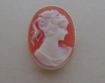 Classic Pink Vintage Cameo Brooch, Pin