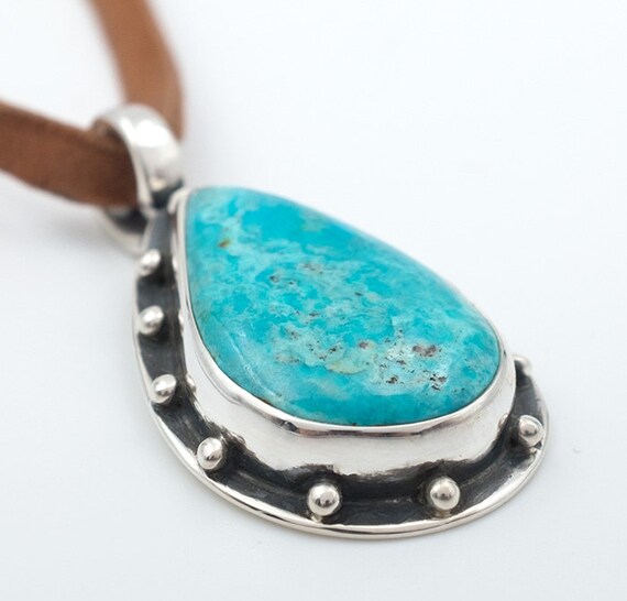 Turquoise Pendant Cripple Creek Turquoise Natural Turquoise