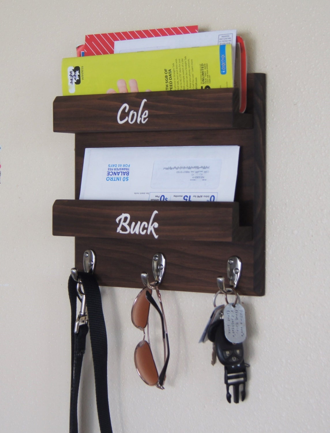 Personalized Key Rack Mail Holder Key and by MidnightWoodworks
