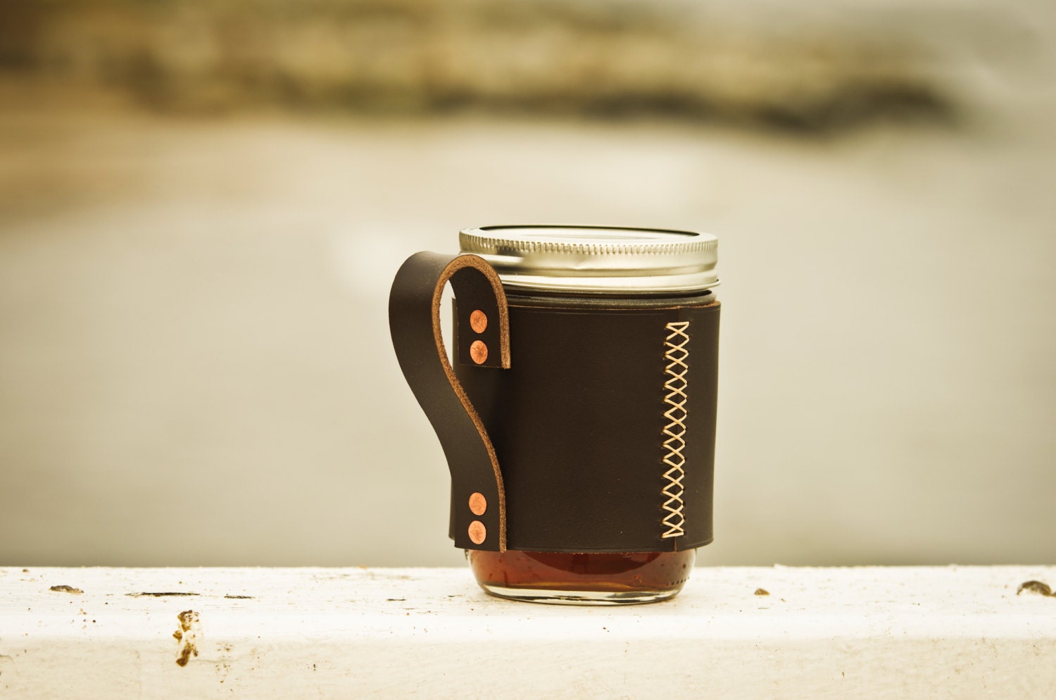 coffee travel mug leather