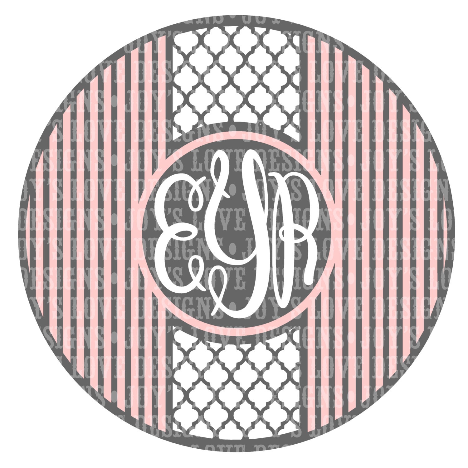 Download Stripes and Quatrefoil Monogram Frame SVG DXF & EPS Digital