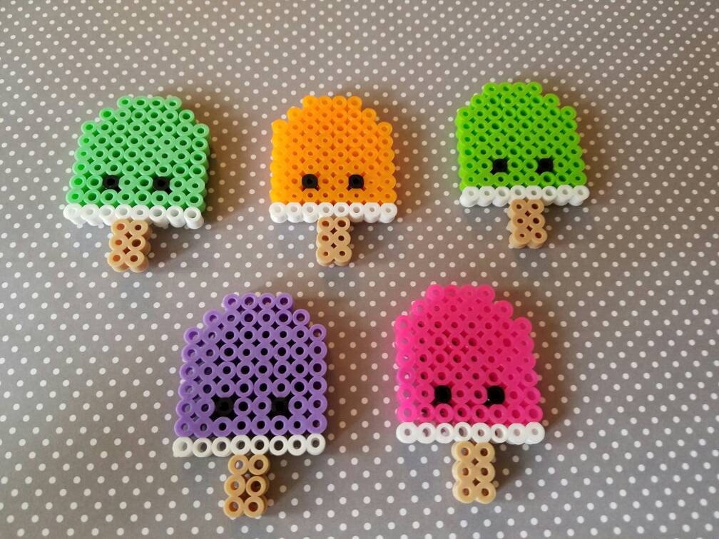 Miniature Kawaii Popsicle Magnets Perler Bead by CraftingOnTheEdge