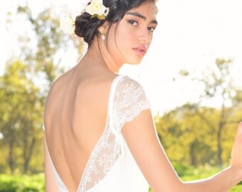 Jenny- Boho wedding dress, lace wedding dress, beach wedding dress, wedding dress with sleeves