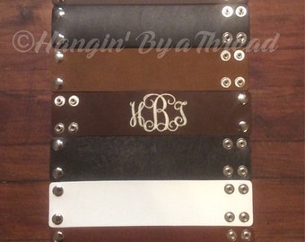 Monogrammed Leather Bracelet - Monogrammed Leather Cuff Bracelet - Extra Wide Leather Cuff Bracelet - Christmas Gift for Her